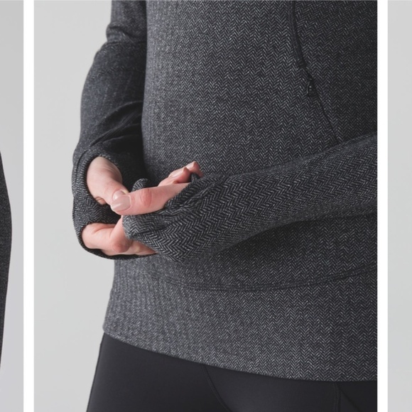 Lululemon Think Fast Pullover Heathered Herringbone Heathered Black - Size 4 - Picture 6 of 15
